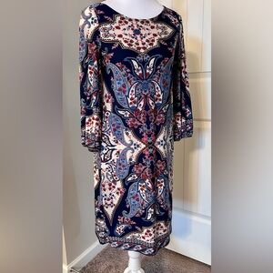 Chic Paisley 3/4 Sleeve Dress Small